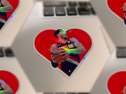 Holographic Josh Hart Heart Shaped Sticker