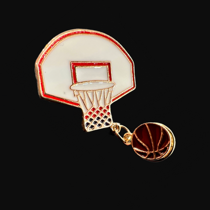 Basketball Hoop & Ball Enamel Lapel Pin!