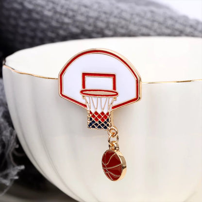 Basketball Hoop & Ball Enamel Lapel Pin!